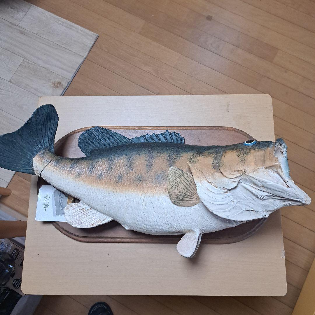 ㊼ブラックバス 壁掛け レプリカ 釣り 石膏 ラージマウス