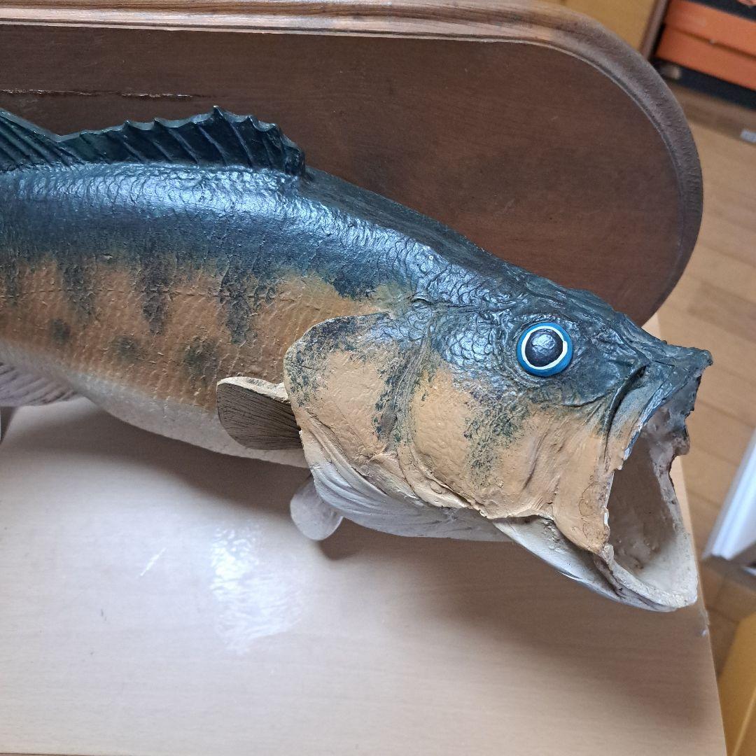 ㊼ブラックバス 壁掛け レプリカ 釣り 石膏 ラージマウス