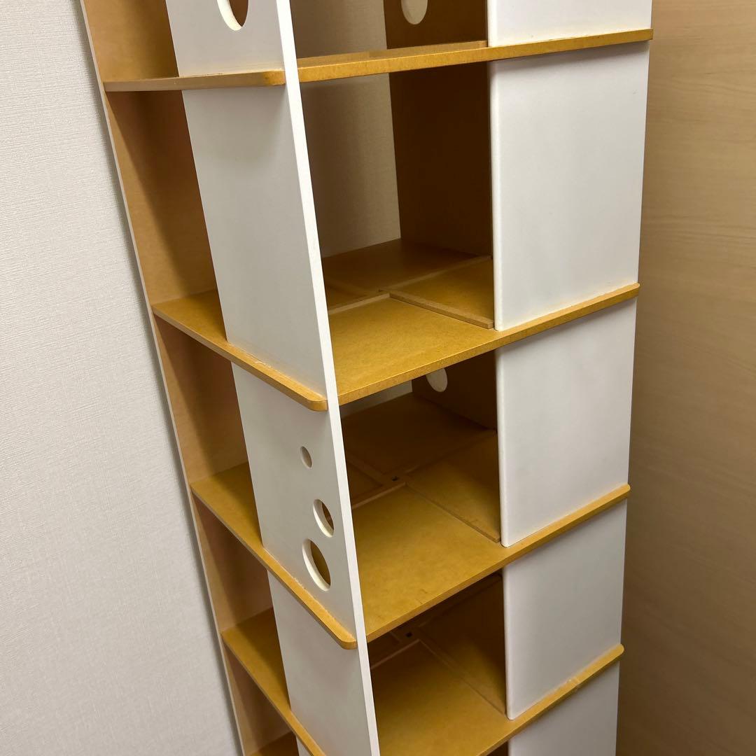 回転式　本棚　小物入れ　飾り棚　オープンシェルフ ホワイト　ナチュラル