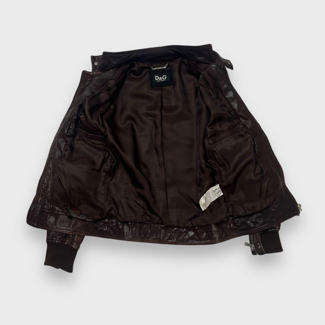 ジャケット・アウター DOLCE&GABBANA leather jacket brown D&G