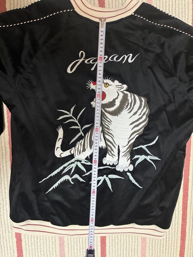 HOUSTON別珍スカジャン 虎刺繍　黒XXL