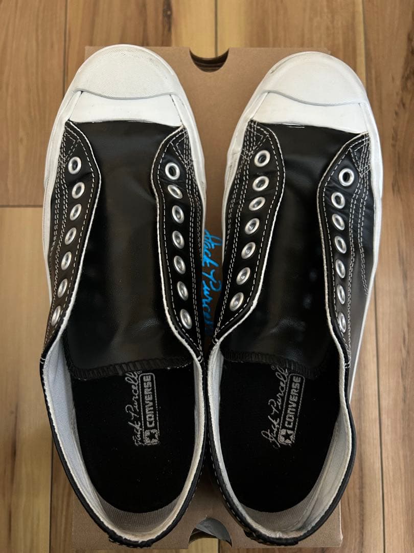 廃盤 コンバース ジャックパーセル レザー ブラック 26cm 箱付き 紐未使用