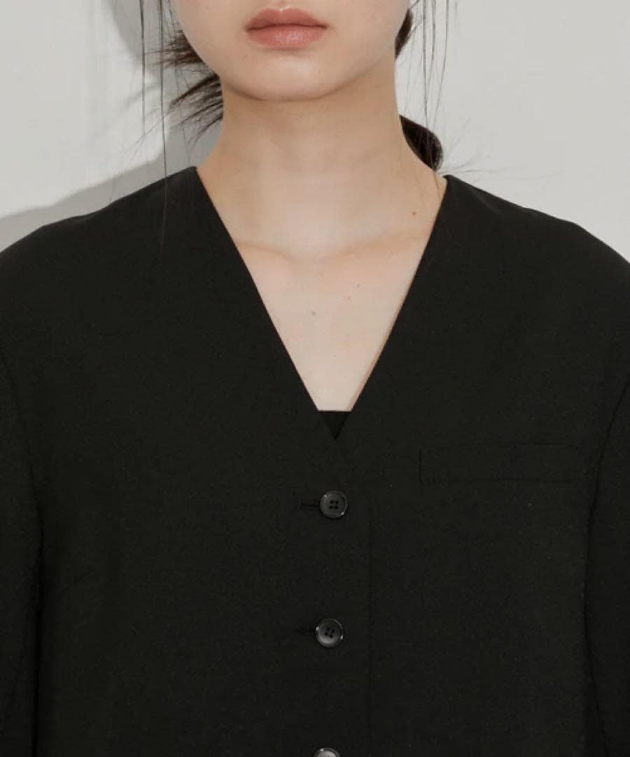 訳あり 新品 アダムエロペ 【サステナブル】 ジャケットコンビロンパース S 黒