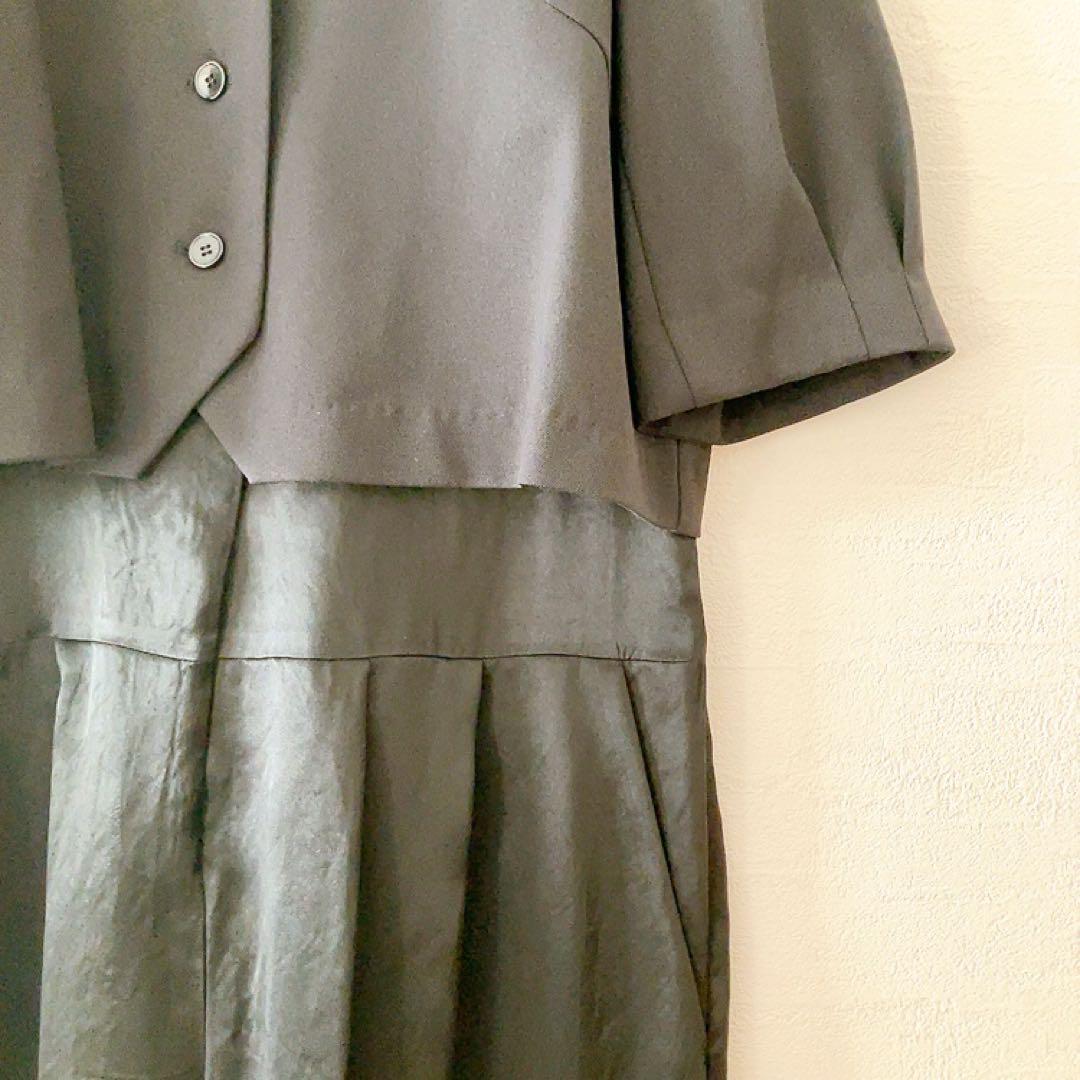 訳あり 新品 アダムエロペ 【サステナブル】 ジャケットコンビロンパース S 黒