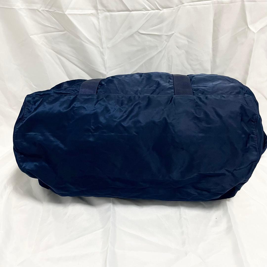 プラダ 三角ロゴ 金具 2way レザー ナイロン ボストンバッグ 斜め掛け 紺