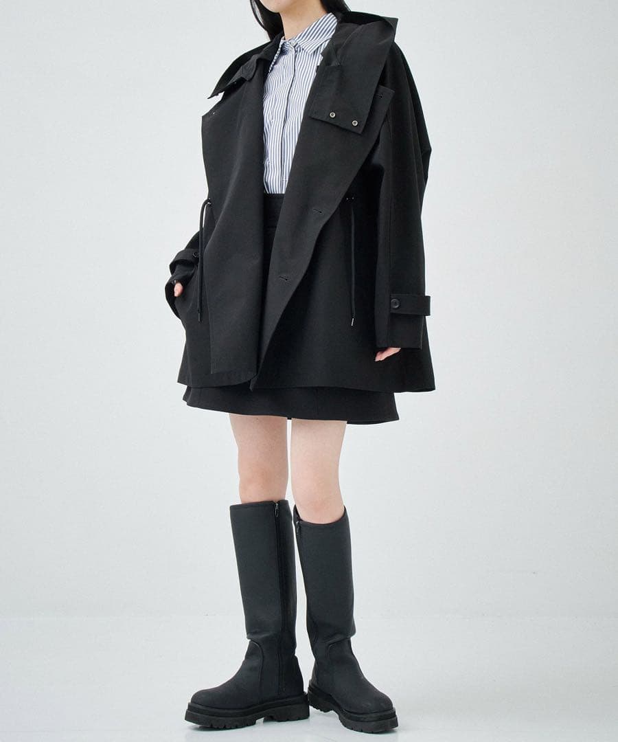 ヴァシュモン　リサイクルシェルタフタショートトレンチ　ブラック