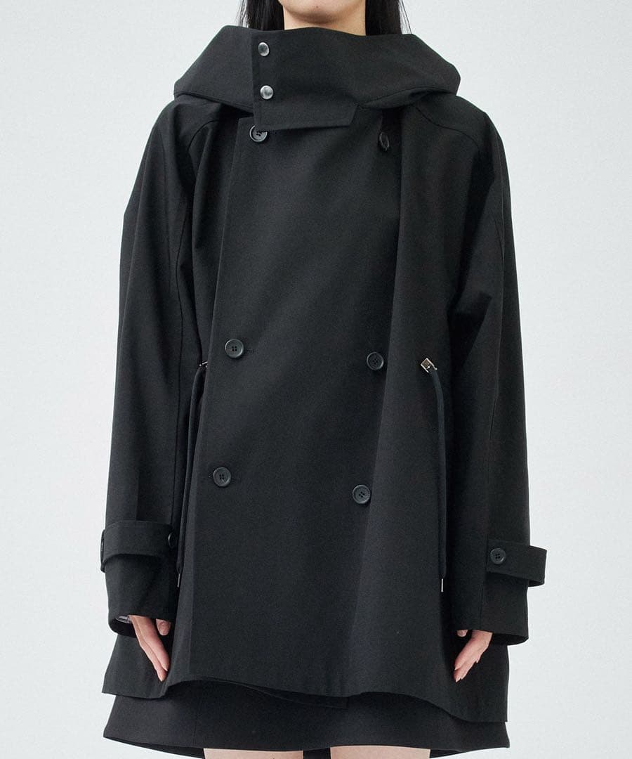 ヴァシュモン　リサイクルシェルタフタショートトレンチ　ブラック