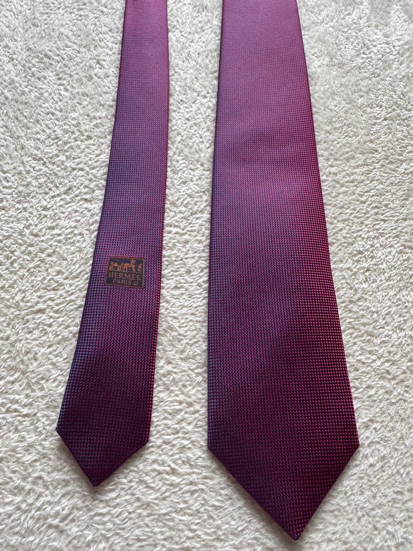【新品】HERMES エルメス ネクタイ 極美品 ローズ レッド パープル 赤紫