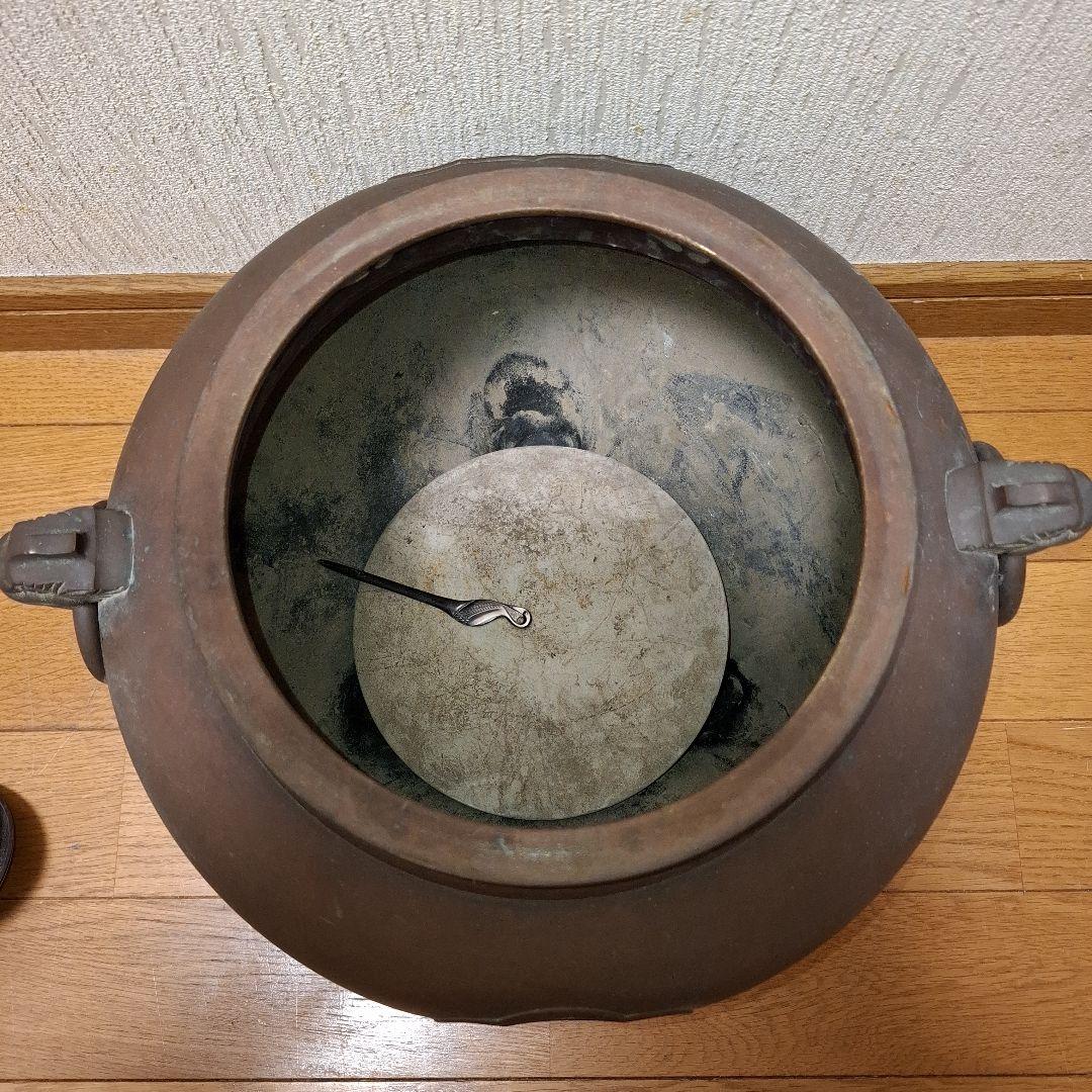 茶道具 鬼面風炉 唐銅 丸釜　箱なし