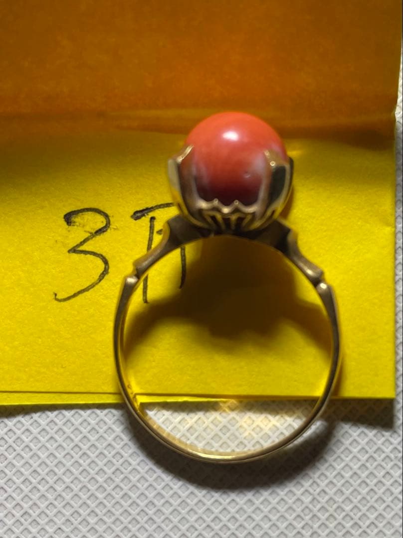 K18 指輪 赤珊瑚