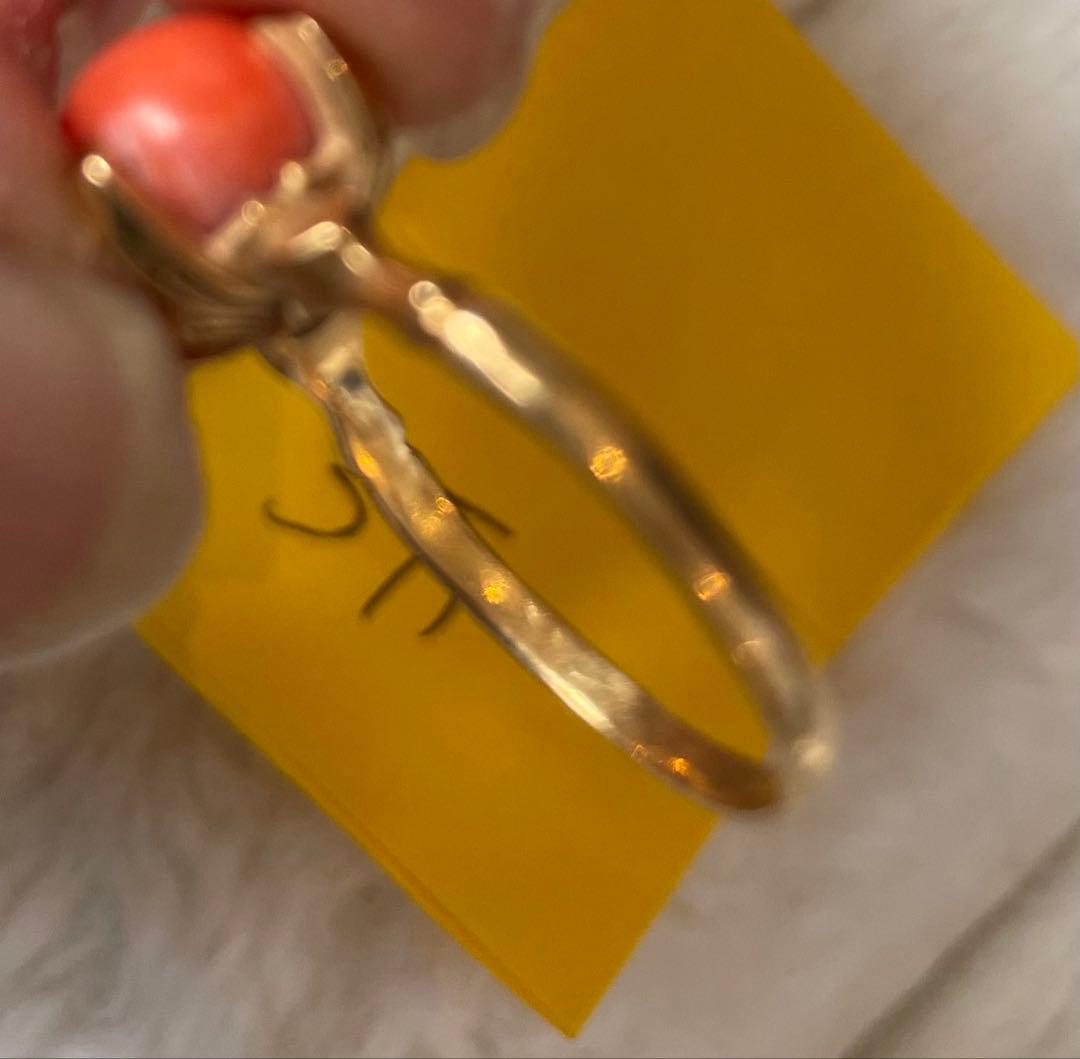 K18 指輪 赤珊瑚