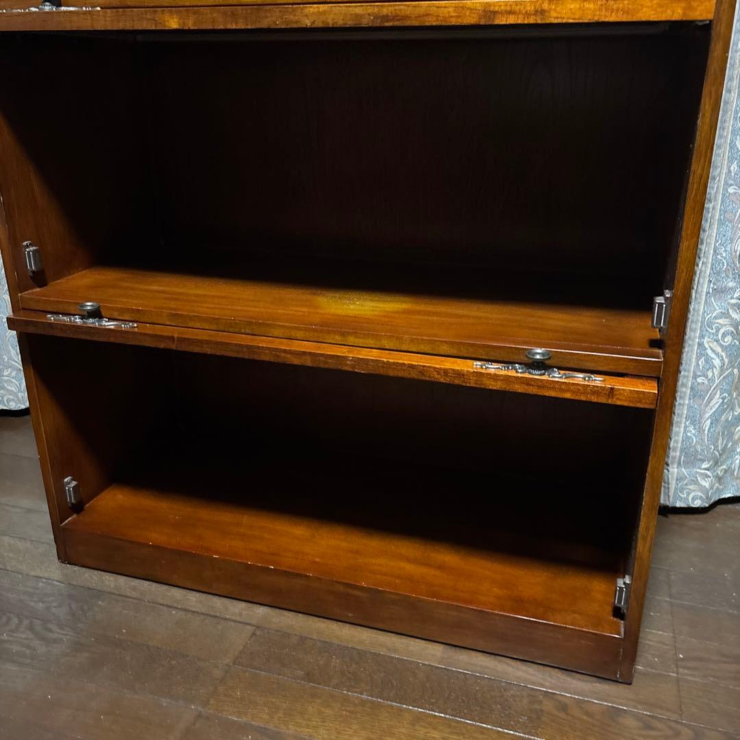 【良品】アンティーク ガラス棚 ブックケース フラップ式扉