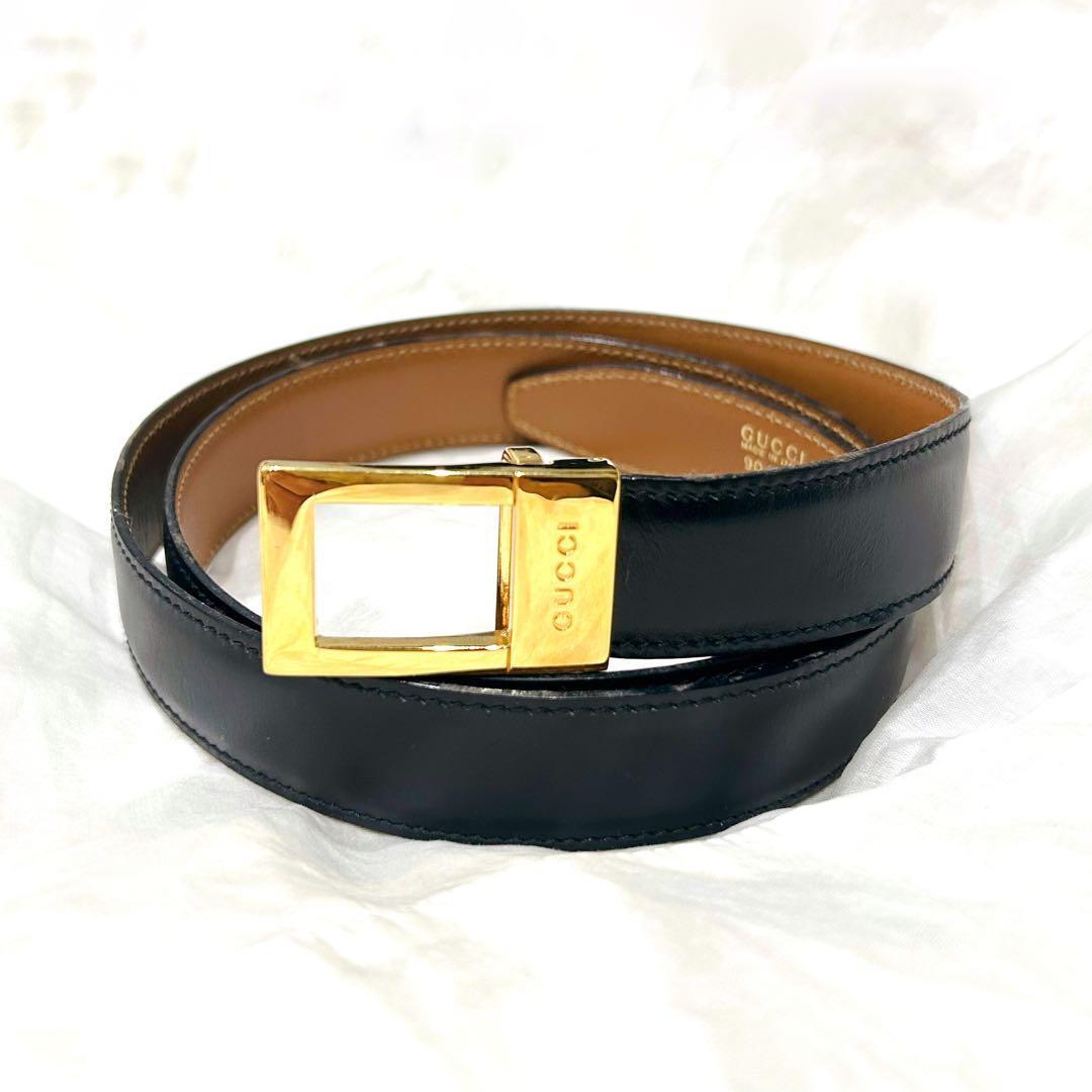 グッチ ベルト 刻印　ゴールド金具　バックル レザー 表記サイズ 90・36