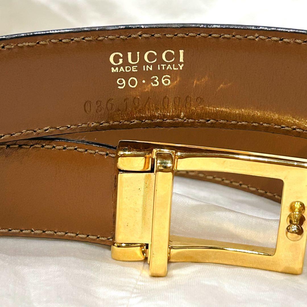 グッチ ベルト 刻印　ゴールド金具　バックル レザー 表記サイズ 90・36