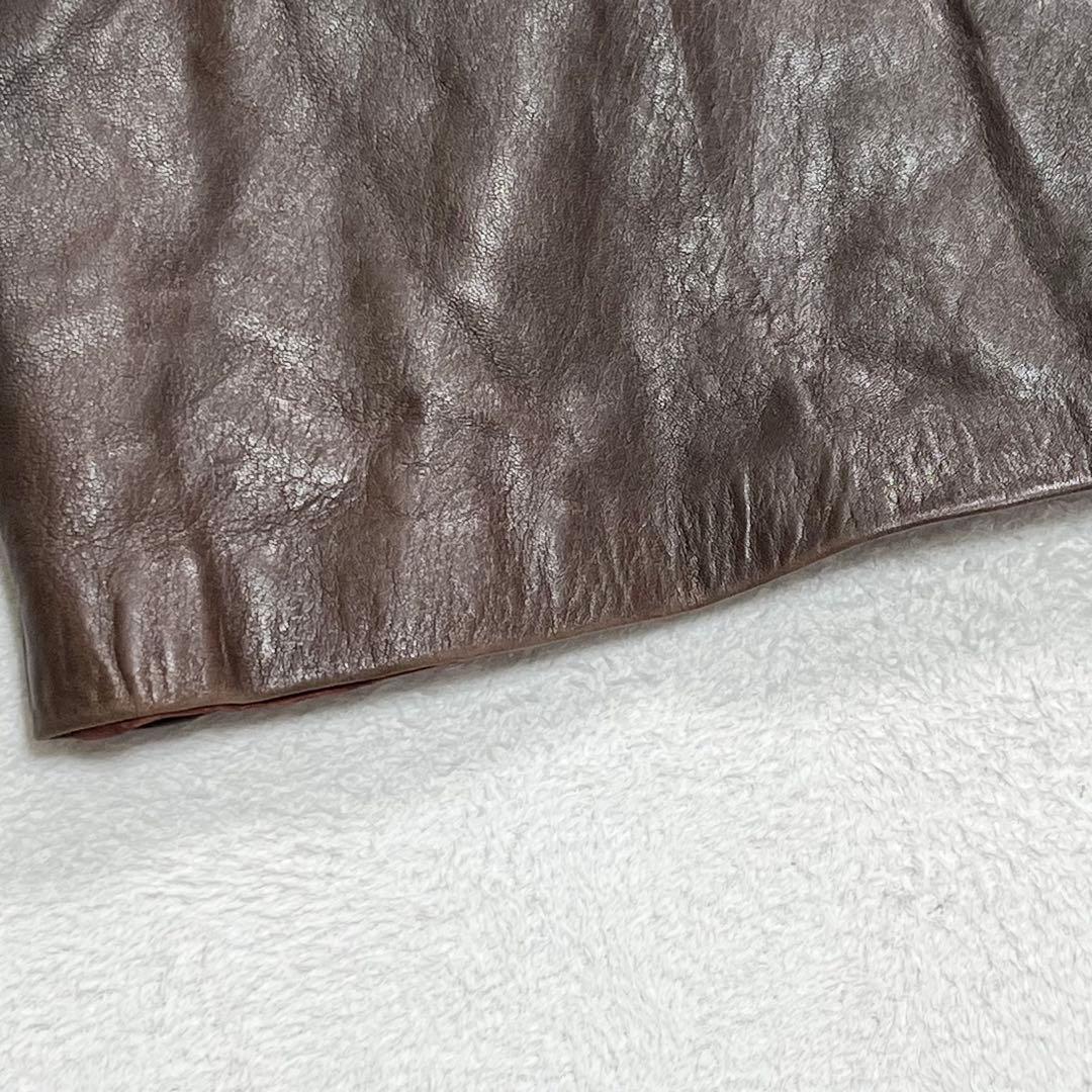 レザートレンチコート 本革 ブラウン ベルト ダブル釦 ヴィンテージ