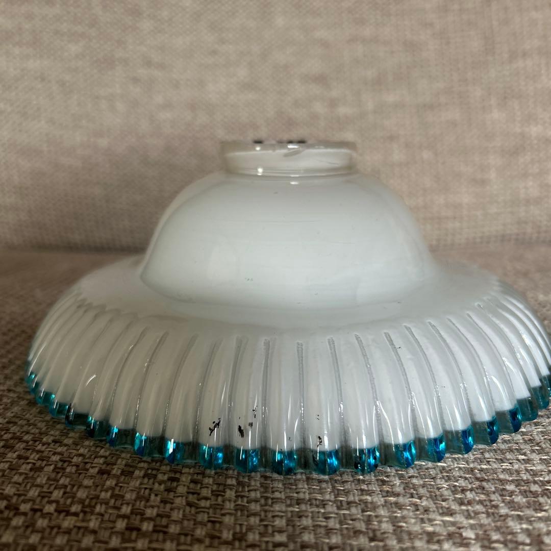 電笠　乳白青フチ笠　明治〜大正時代　【13】