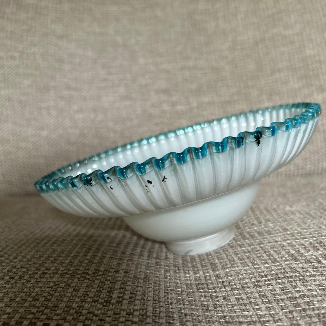 電笠　乳白青フチ笠　明治〜大正時代　【13】