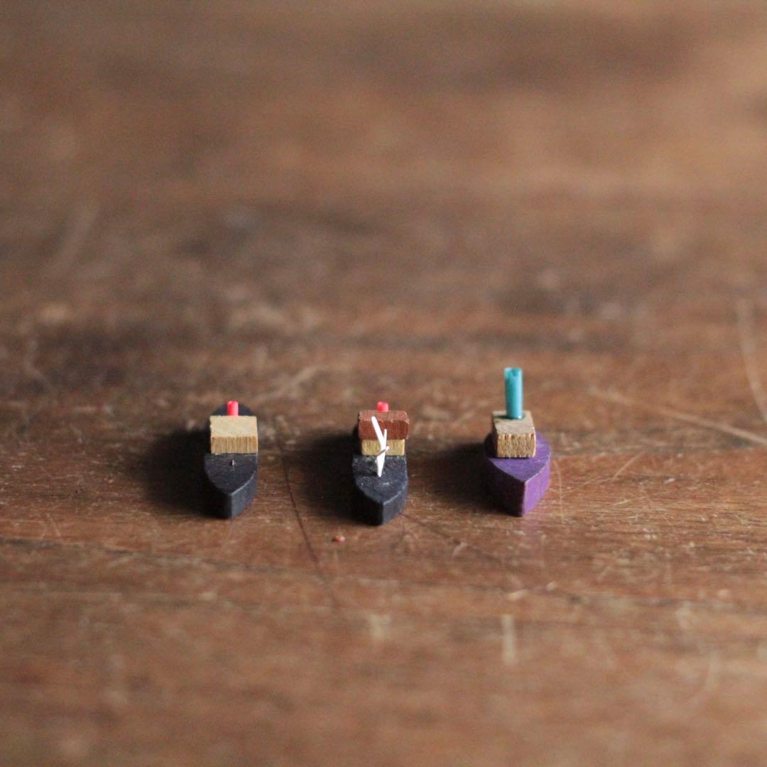 昭和 グリコ おまけ 木製 船 3個セット アンティーク 古道具