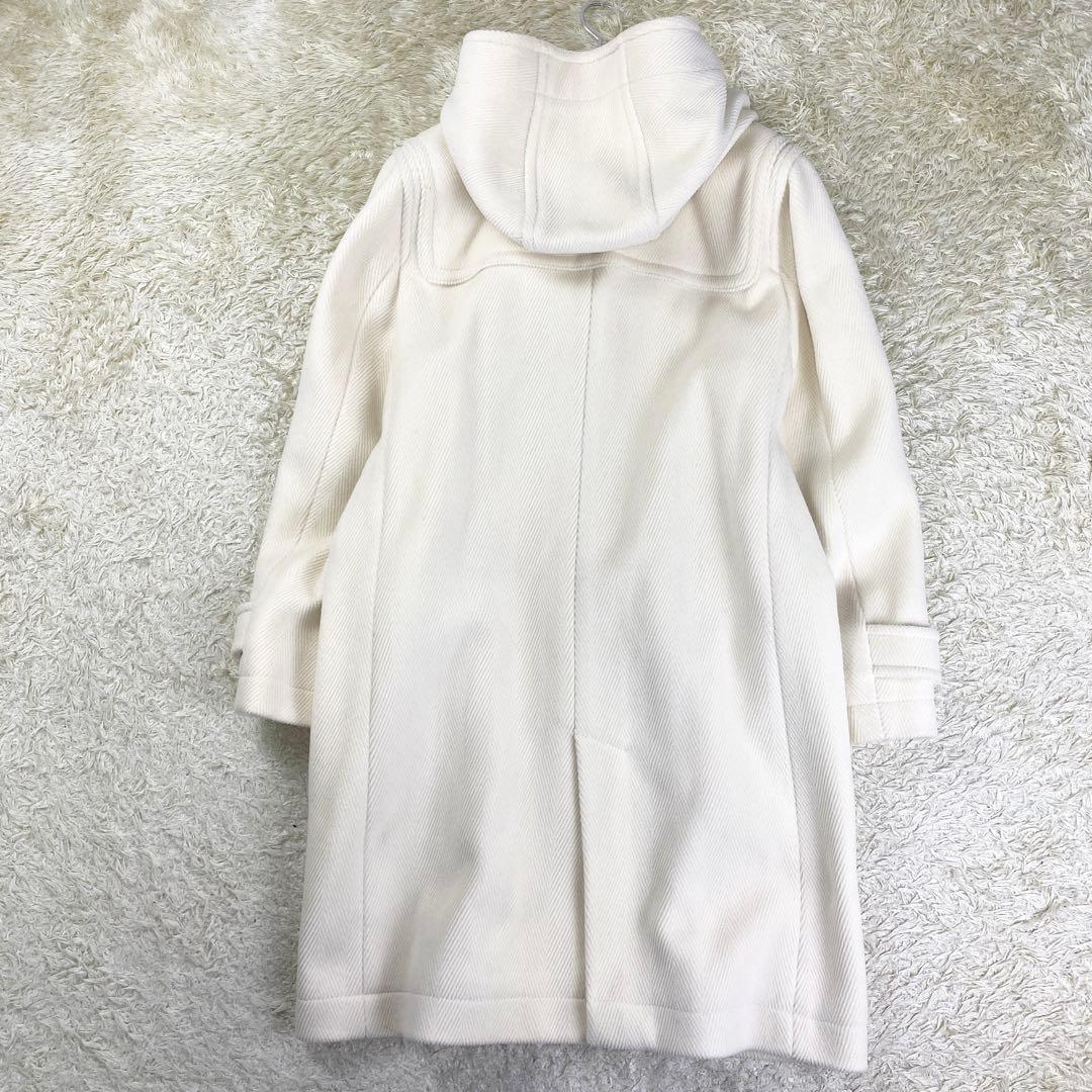 23区 ロングダッフルコート ヘリンボーン フード 大きサイズ 48 ホワイト