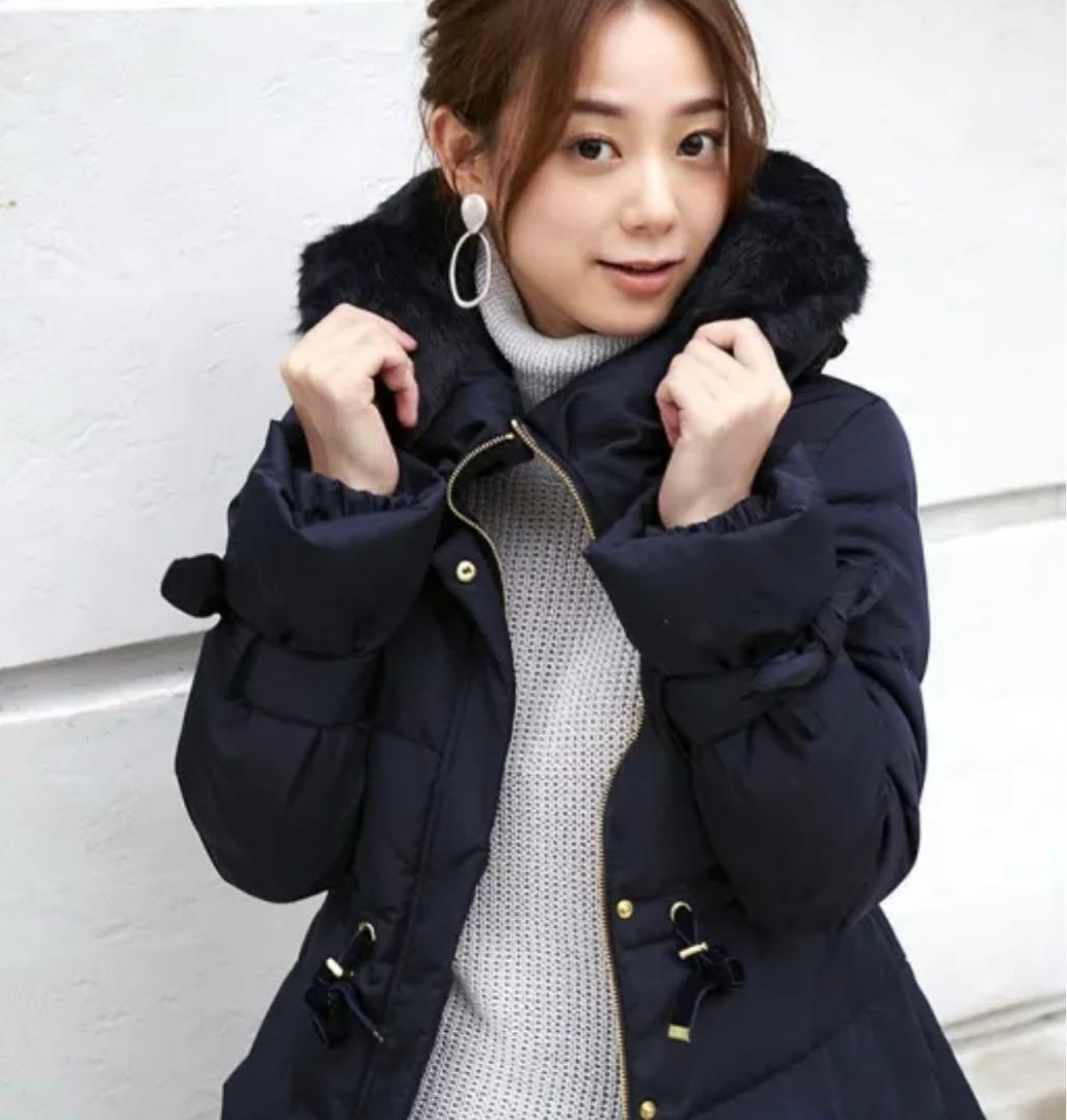 RUIRUE BOUTIQUE ラビットファーフードショートダウンジャケット