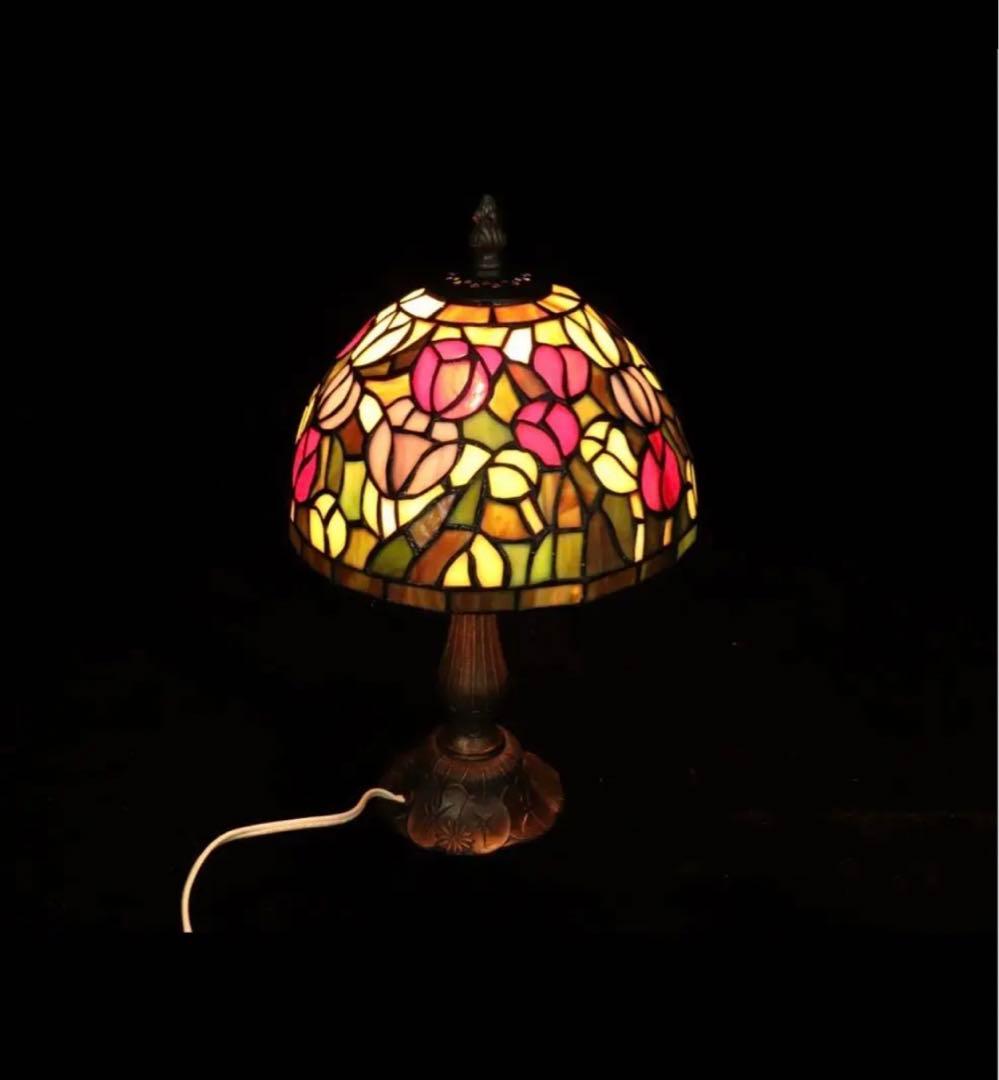 美品 ステンドグラス ステンド ランプ アンティークランプ