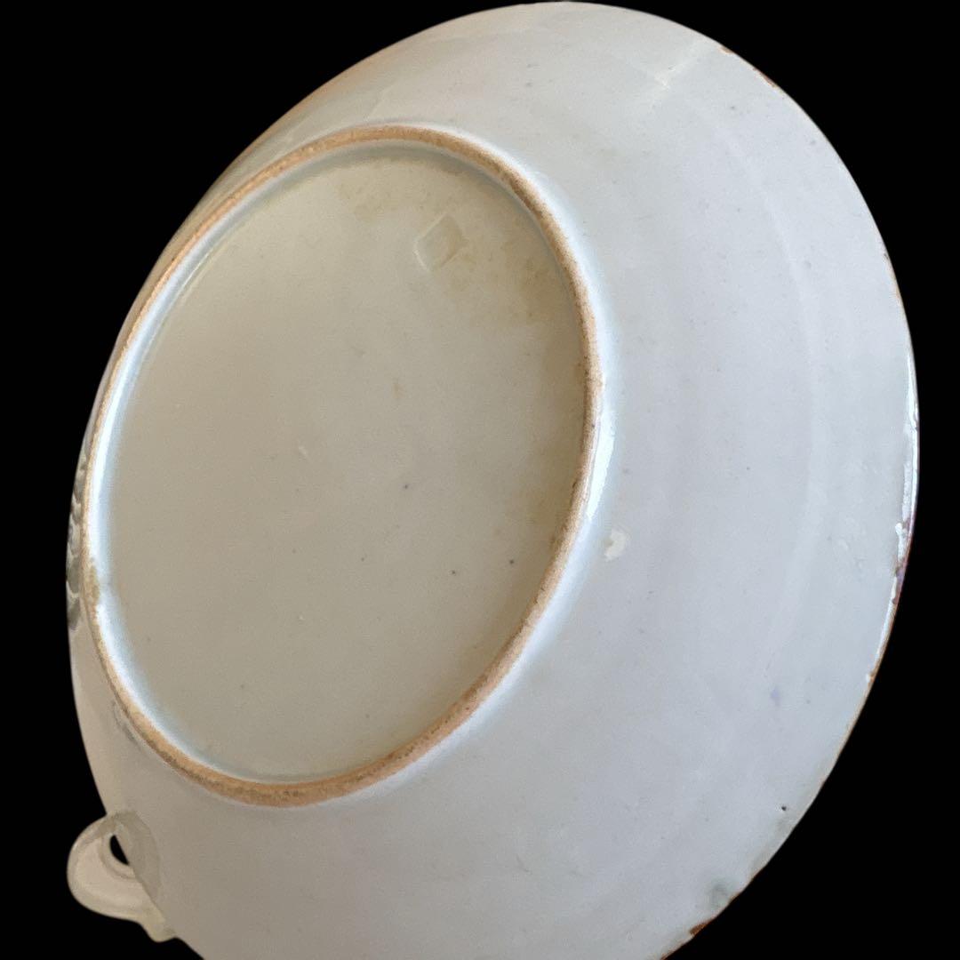 伊万里 有田 染付 印判手 中皿 割付文 楼閣山水 花枝 花唐草 見込唐草丸