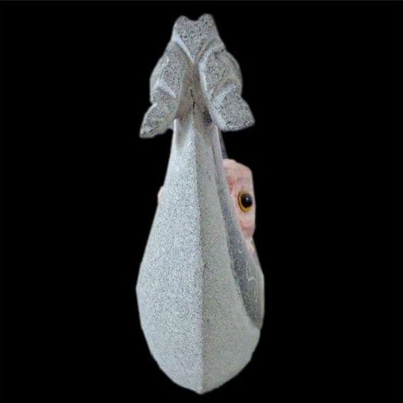 リボンフクロウ 石材彫刻 置物 インテリア