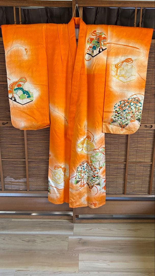 7歳祝い着 七五三用オレンジ着物K102