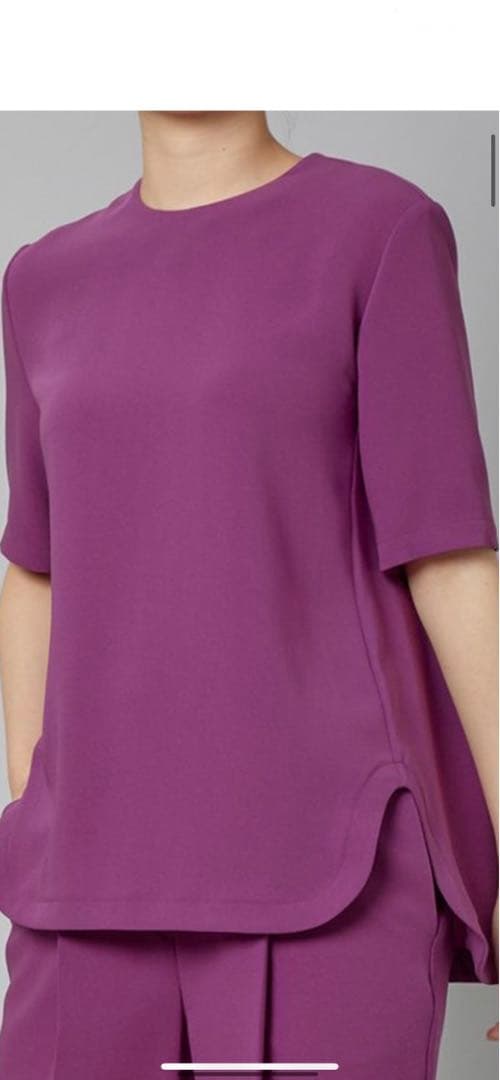 ribbon-bon theory luxe パープル　ブラウス　半袖