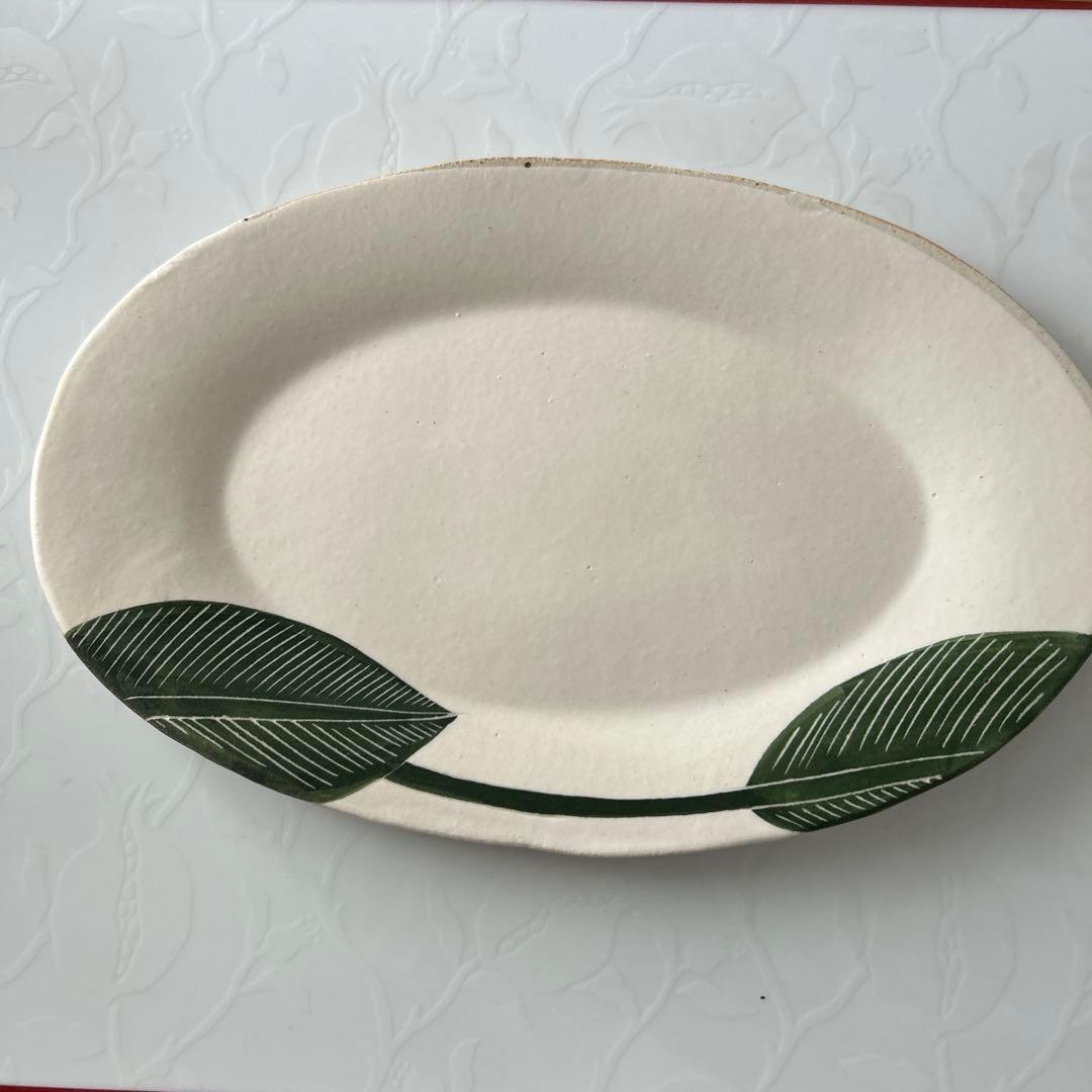 大谷桃子　バナナの葉オーバルリム皿　Ｌ　M