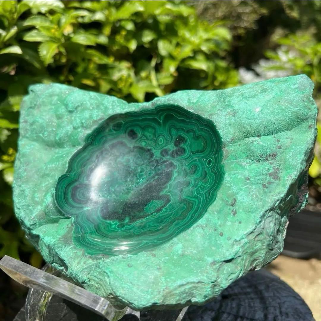 ☆癒される模様と色合い☆強いヒーリングパワー☆マラカイト 原石 浄化皿 天然石