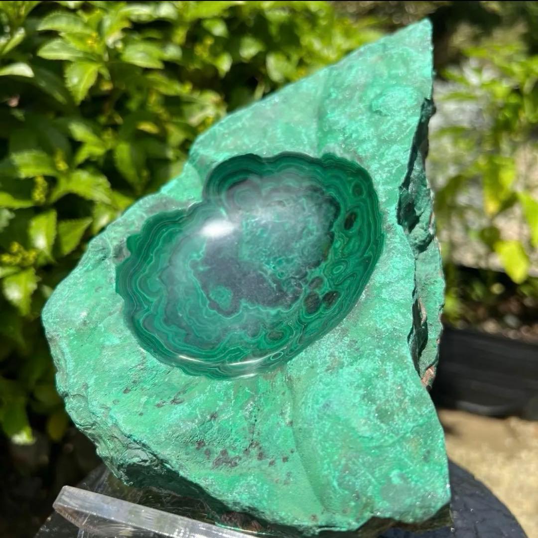 ☆癒される模様と色合い☆強いヒーリングパワー☆マラカイト 原石 浄化皿 天然石