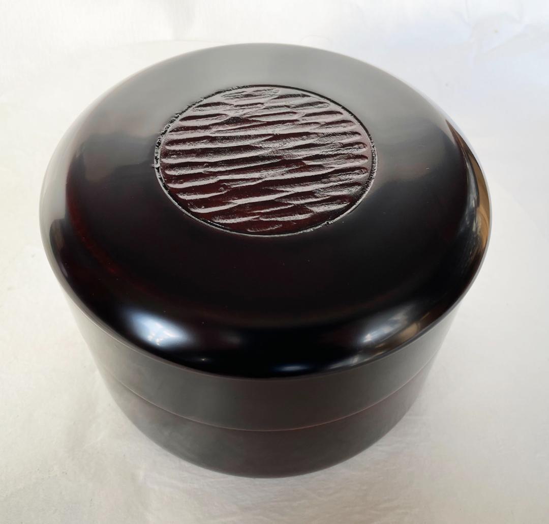 国産 木製 重箱 おせち 本漆塗 溜のみ打ち 丸二段重 5寸 15cm 内すり漆