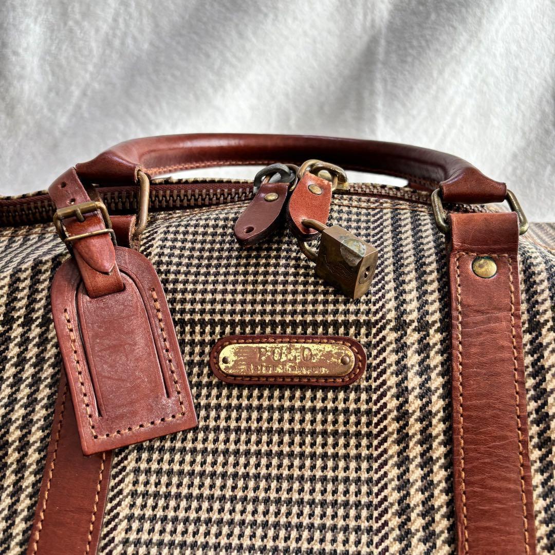 ポロラルフローレン ボストンバッグ PVCレザー２WAY ブラウン ヴィンテージ