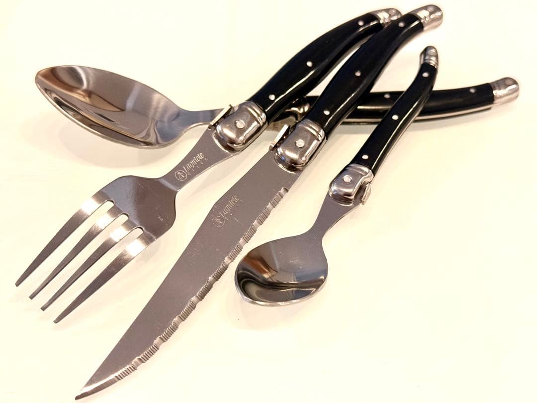 Laguiole elite カトラリーセット 24本入り　ブラック 刻印入り