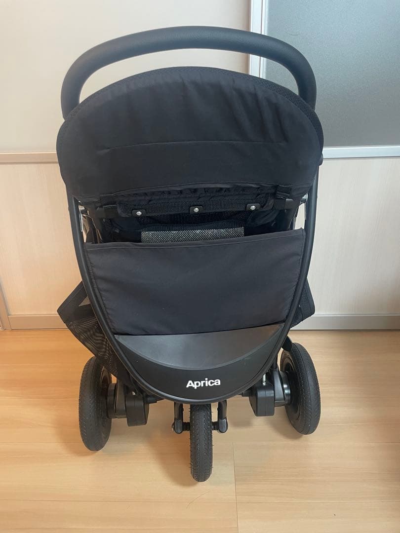極美品　Aprica スムーヴプレミアム 折りたたみ式ベビーカー　黒　グレー