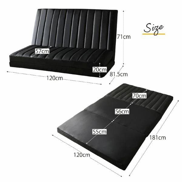 ①ゆったり3wayソファベッド 幅120cm ファブリック セミダブル ネイビー