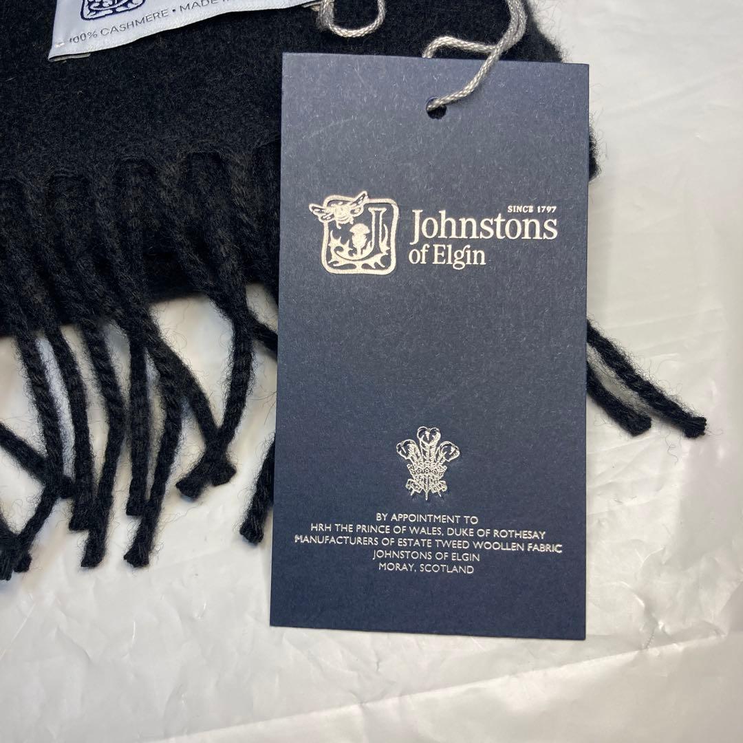 新品 ジョンストンズ カシミヤ100％ マフラー ブラック