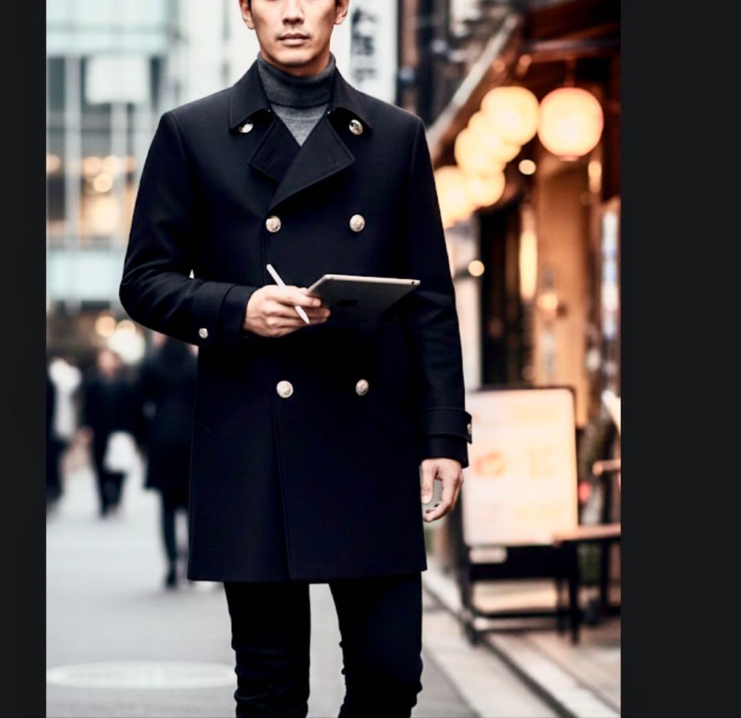 極美品バーバリーブラックレーベルナポレオンコート銀釦刻印ノバチェック黒M〜L相当