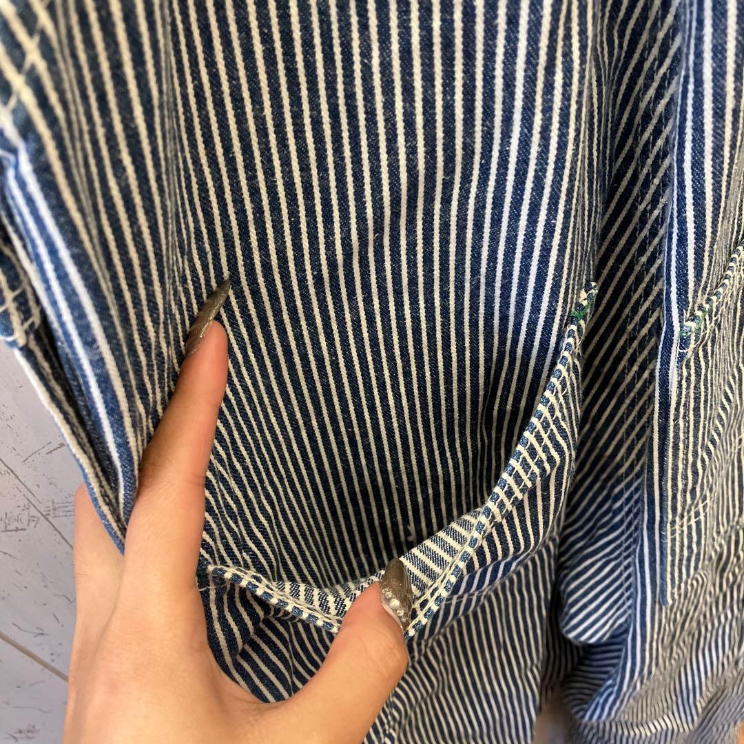 9.8 オシュコシュ USA製 ヒッコリー オーバーオール つなぎ ワークウェア