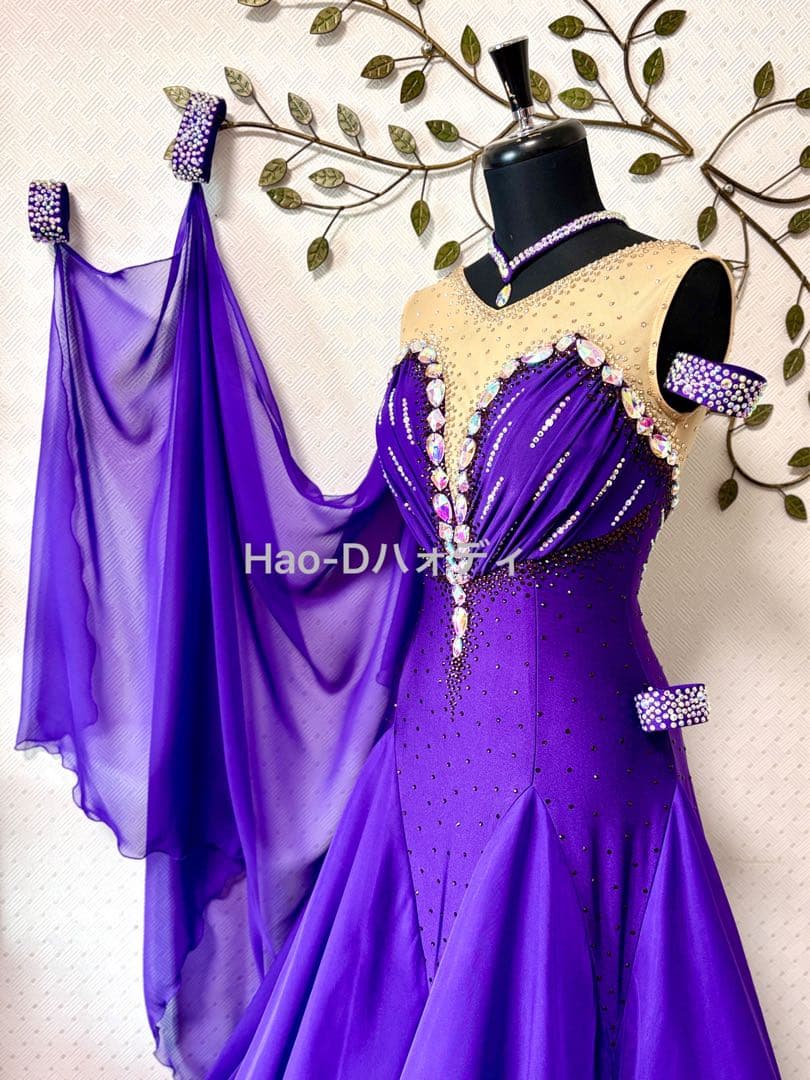 新品★ダンスドレス★スタンダード★社交ダンス★競技会★パーティー★パープル