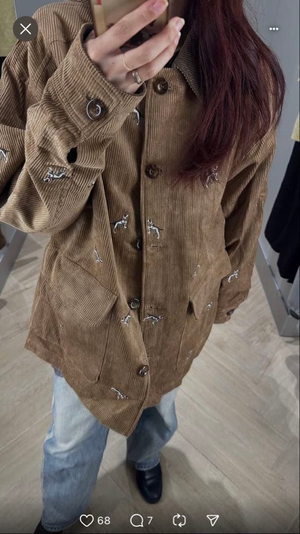 【新品未使用】 コットンコーデュロイジャケット ジャケット 犬柄