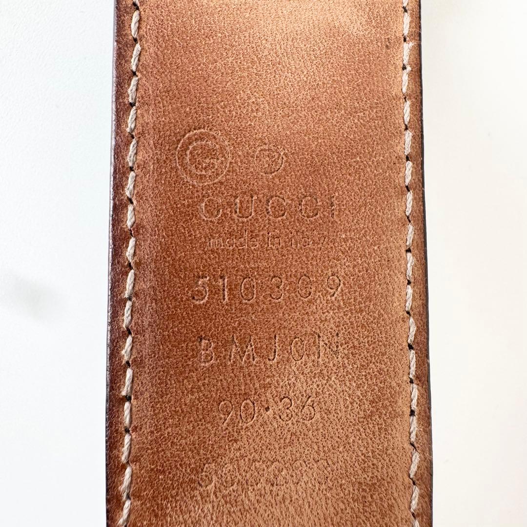 GUCCI　ベルト　マイクロシマ　GG柄　レザー　ブラック　シルバー