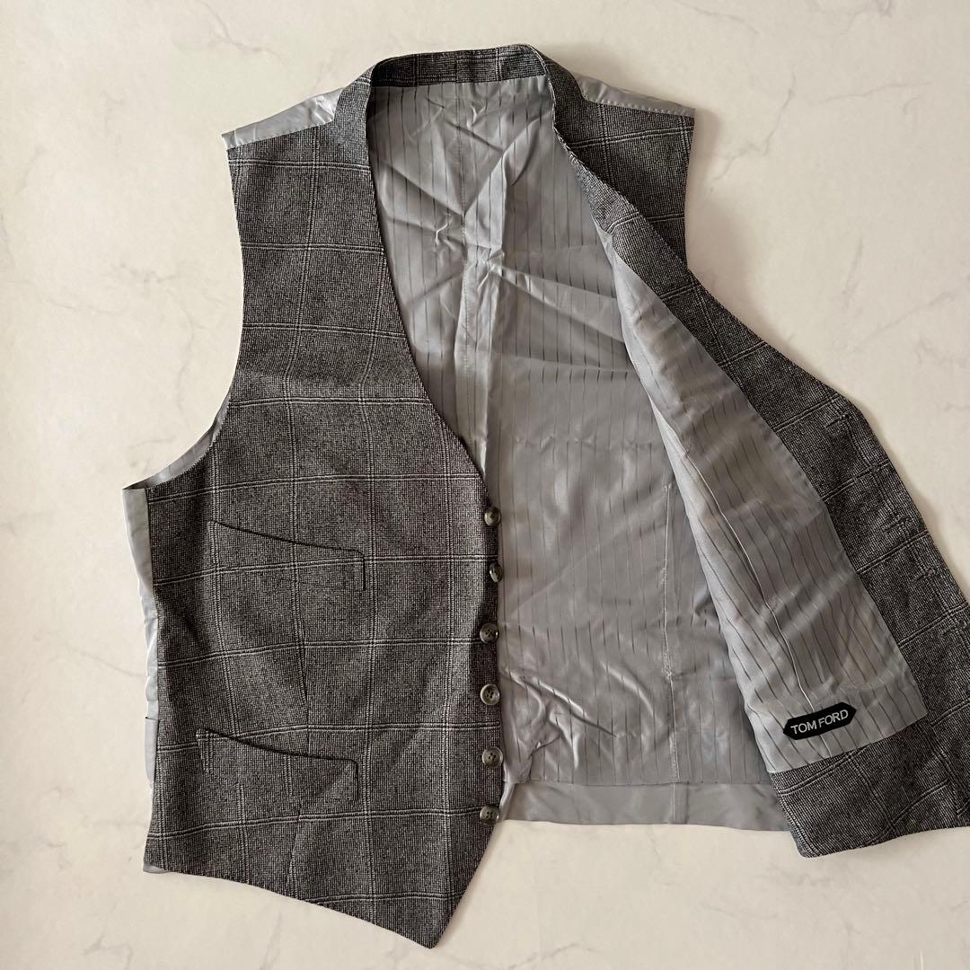 美品 トムフォード 大きいサイズ ベスト スーツジレ チェック 52 XXL相当