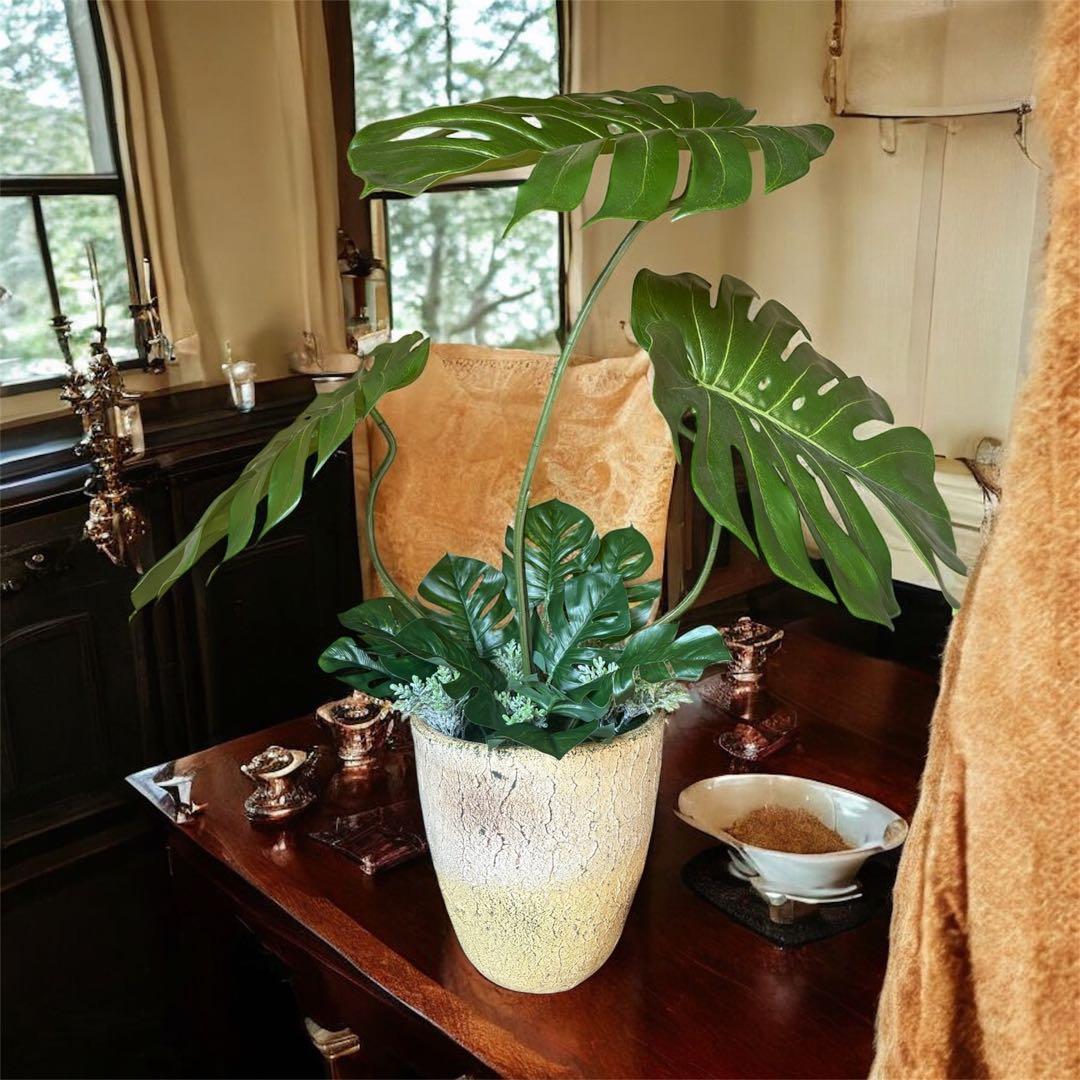 光触媒　人工観葉植物　ウォールグリーン　フェイクグリーン　バリ風特大モンステラ3