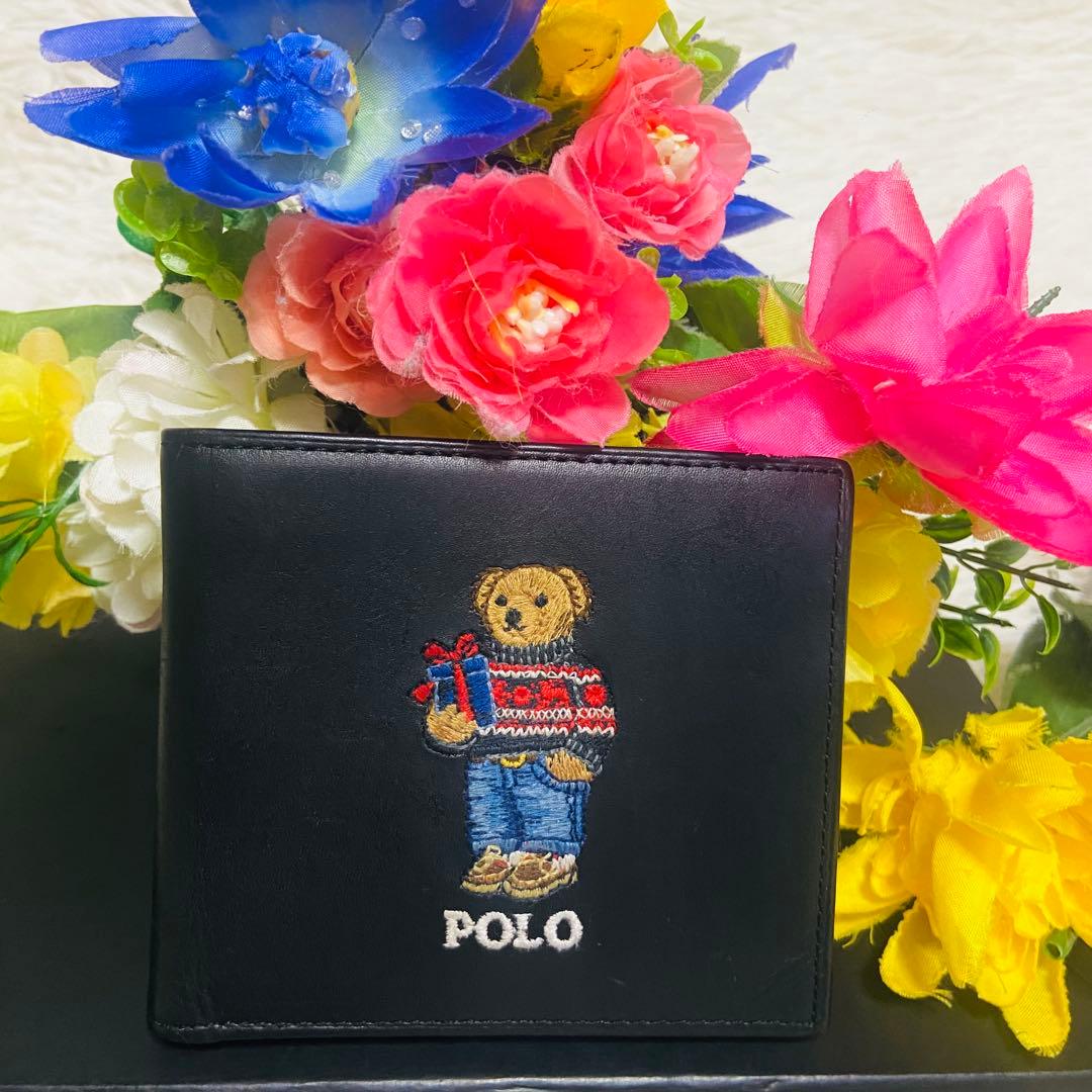 本革✨RALPH LAUREN✨ラルフローレン✨財布✨ポロベア✨レザー✨二つ折り