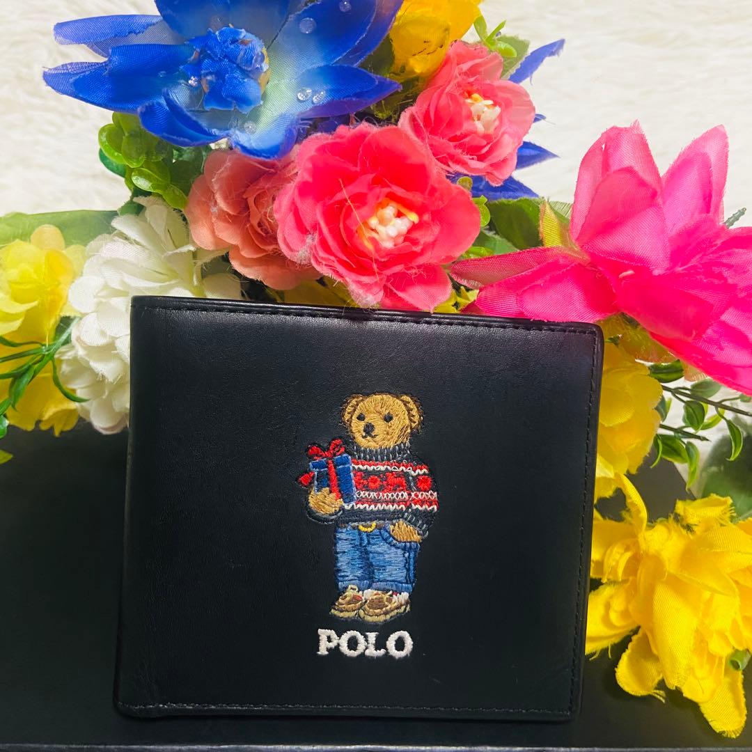 本革✨RALPH LAUREN✨ラルフローレン✨財布✨ポロベア✨レザー✨二つ折り
