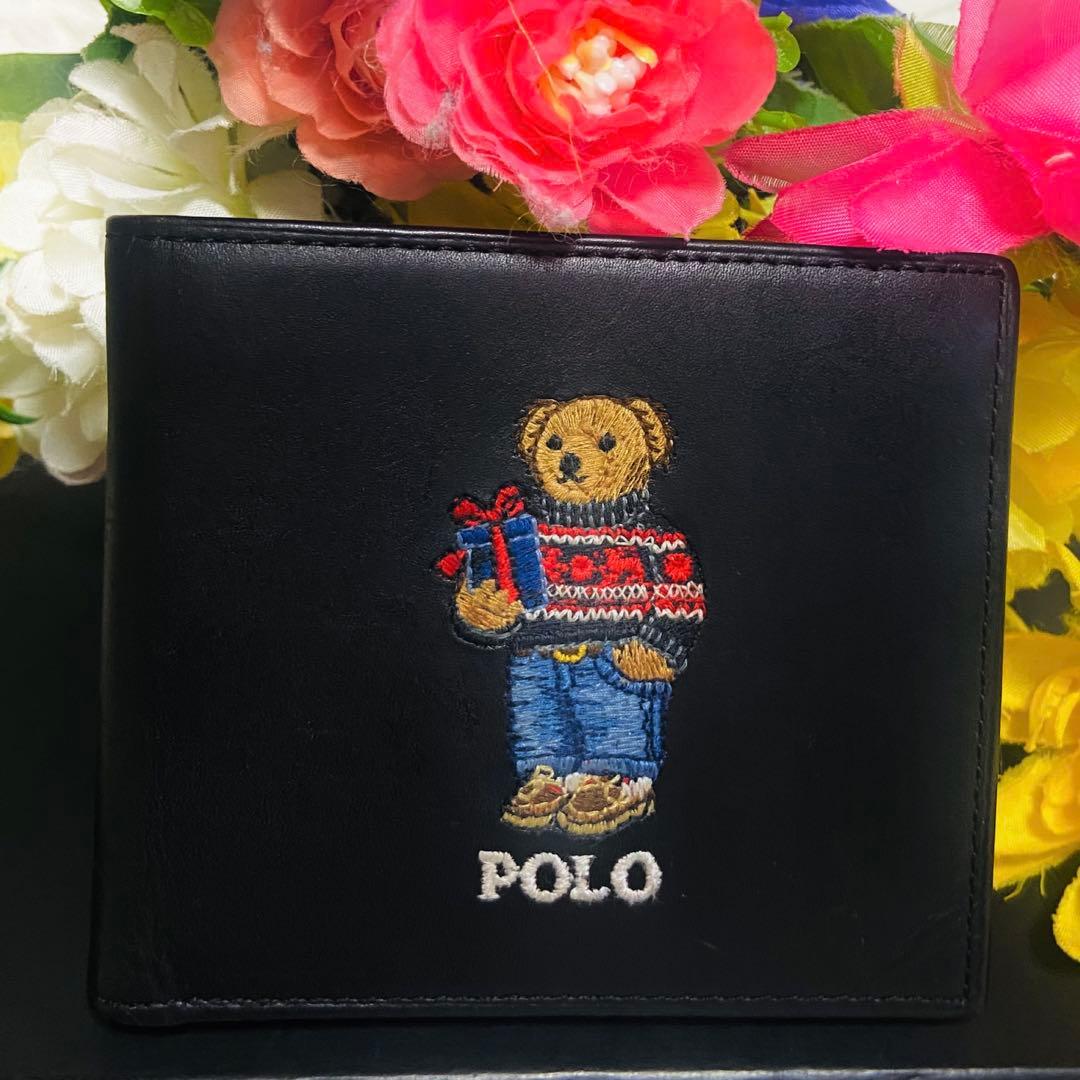 本革✨RALPH LAUREN✨ラルフローレン✨財布✨ポロベア✨レザー✨二つ折り