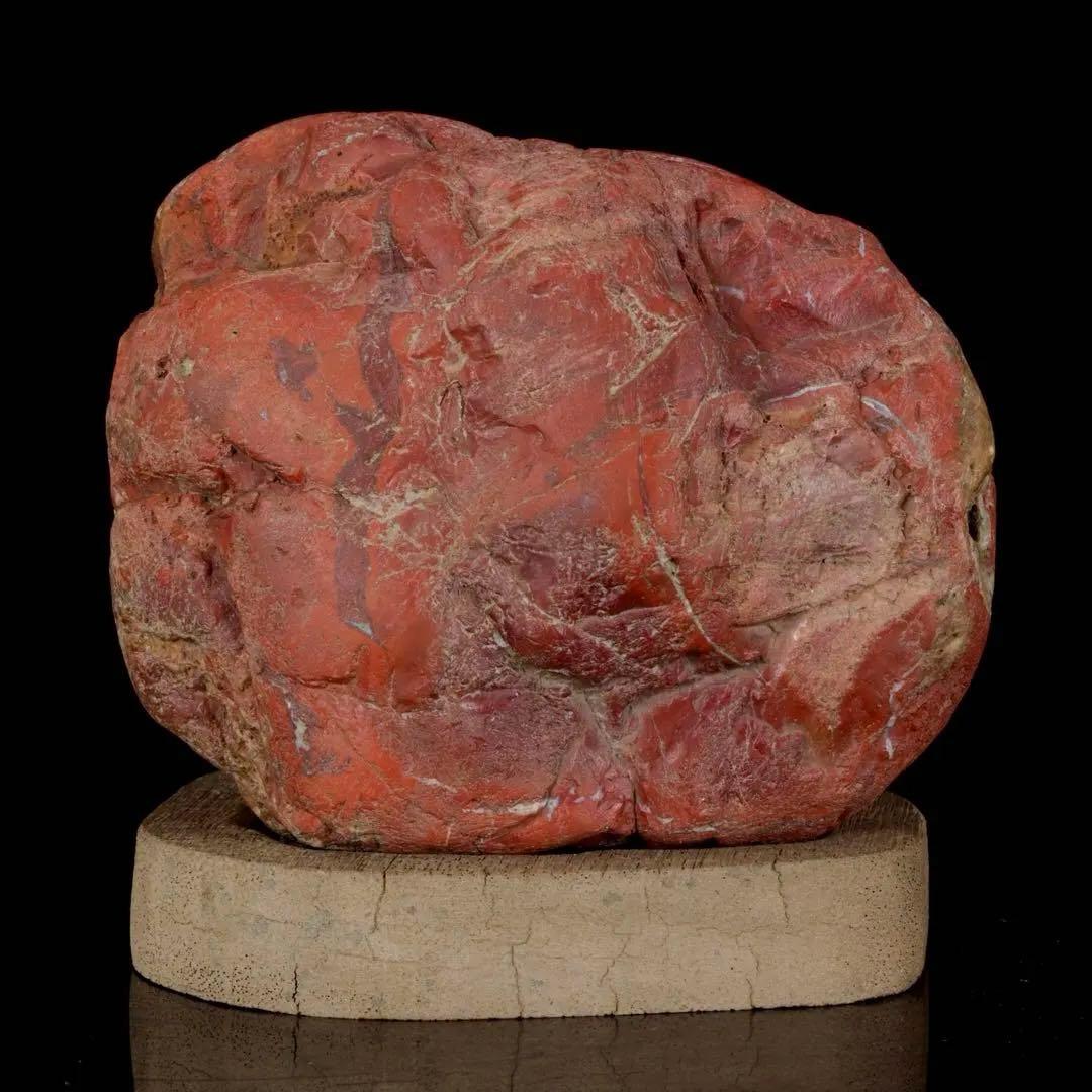 佐渡 赤玉石 赤石 碧玉 台座付 1.6kg 水石 鑑賞石 天然石 盆石 飾石