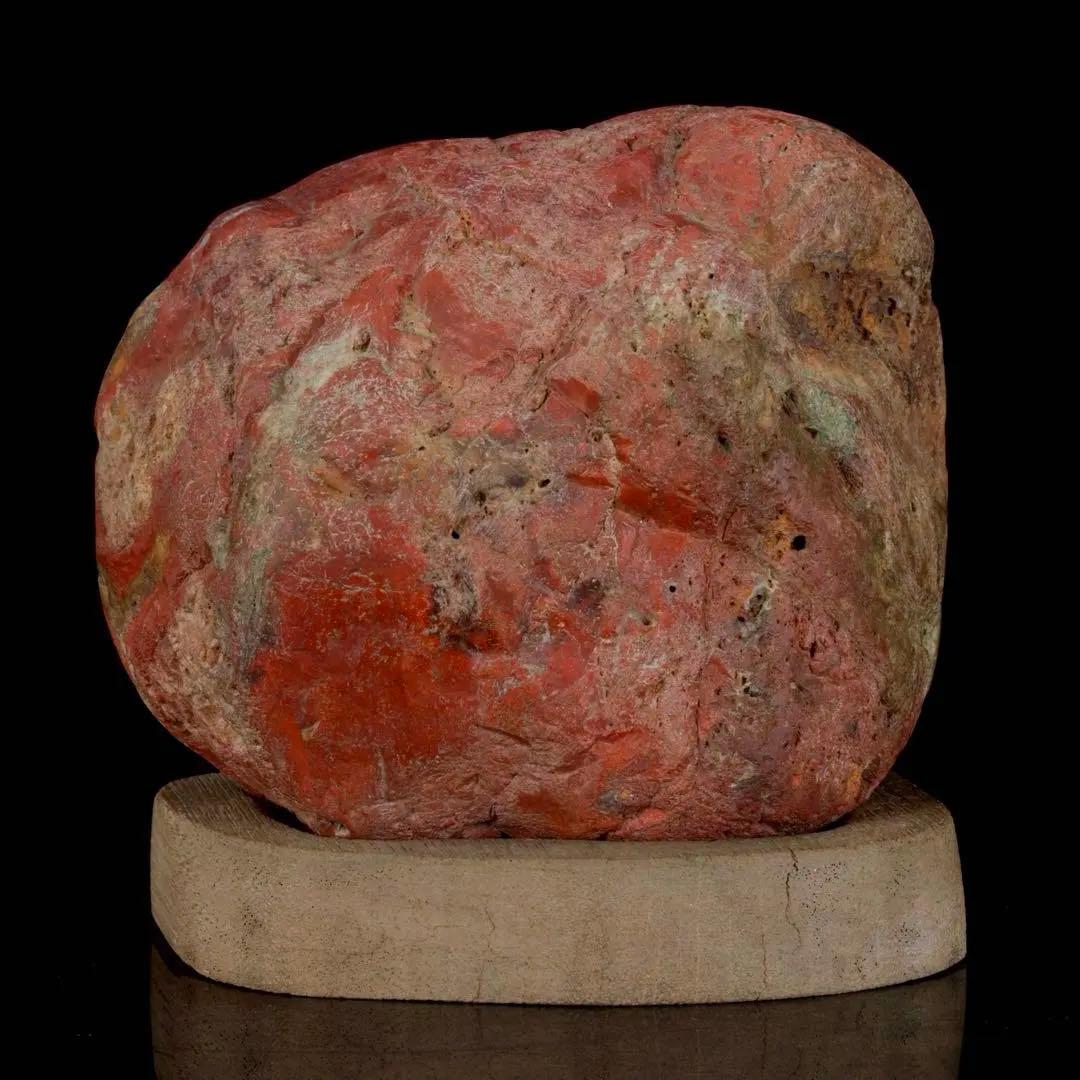 佐渡 赤玉石 赤石 碧玉 台座付 1.6kg 水石 鑑賞石 天然石 盆石 飾石